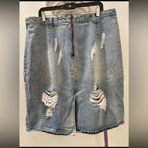 Fashion Nova Skirt - Women’s Distressed, Blue Denim Skirt. NWOT